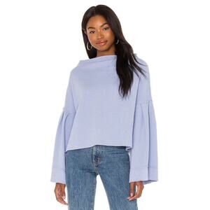 WE THE FREE Bunny Tee Size Medium Pullover Flared Sleeves Blue Thermal Cotton